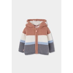 Chaqueta punto bebé rayas con capucha Boboli