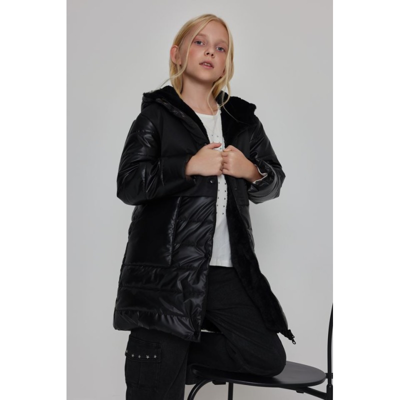 Parka tejido técnico con capucha niña boboli