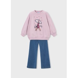Conjunto legging flare y sudadera niña
