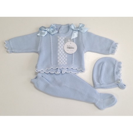 Conjunto hilo bebe 3 piezas cuadritos