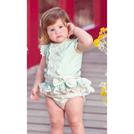 Conjunto bebe niña ranita puntilla nekenia