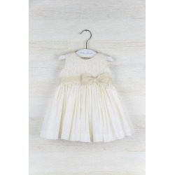 Vestido talle alto mussola y tafeta
