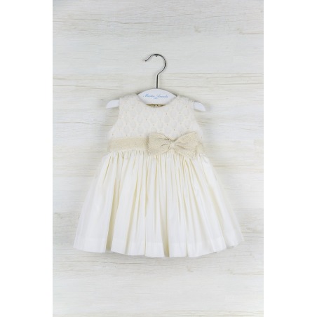 Vestido talle alto mussola y tafeta