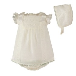 Vestido bebe braguita y gorro Miranda
