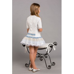 Vestido punto con blonda y tul