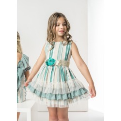 Vestido rayas lurex con cinturon Nekenia