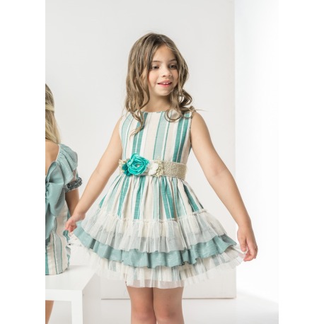 Vestido rayas lurex con cinturon Nekenia