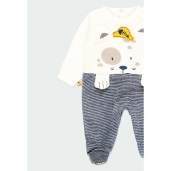 Pelele terciopelo combinado de bebé Boboli